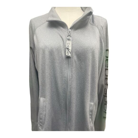 Bebe Sport Gray Plus Size Athletic Full Zip Logo Jacket Size 1X - Picture 2 of 6